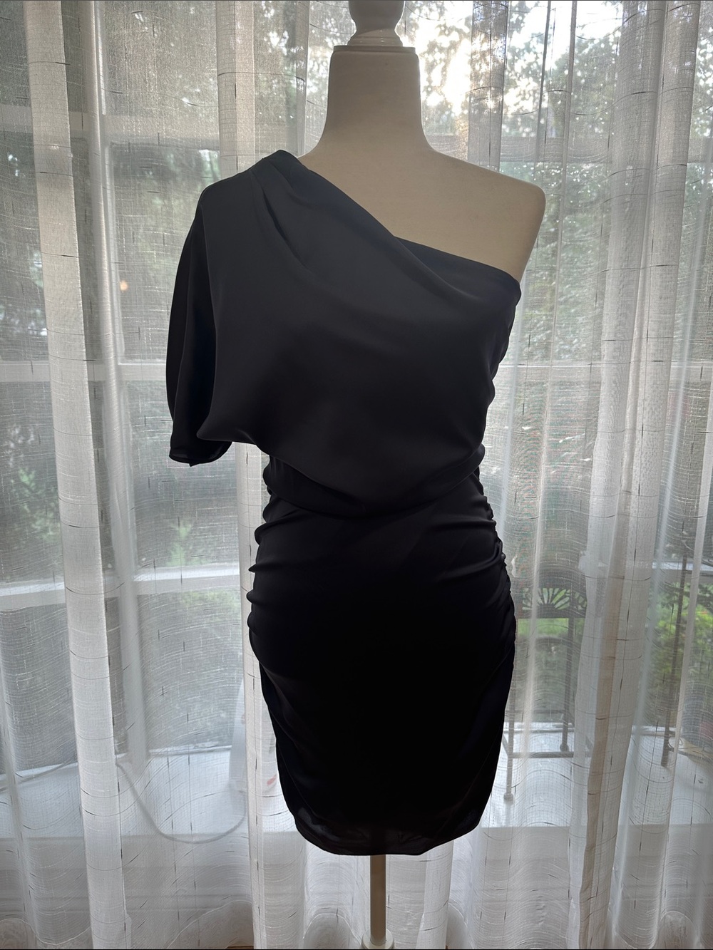 Aiden Women’s One-Shoulder Dark Charcoal Cocktail Dress Size 6